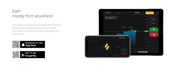 Binomo app for iOS and Android