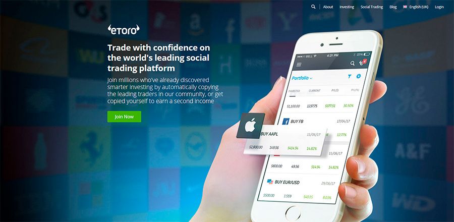 eToro main page