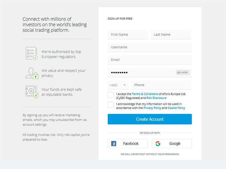 eToro registration