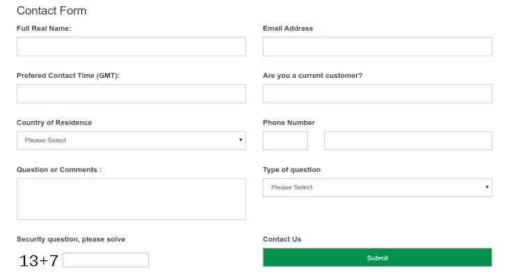 HotForex Contact Form