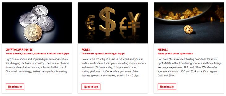 HotForex trading instruments