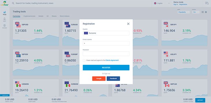 LiteForex demo account