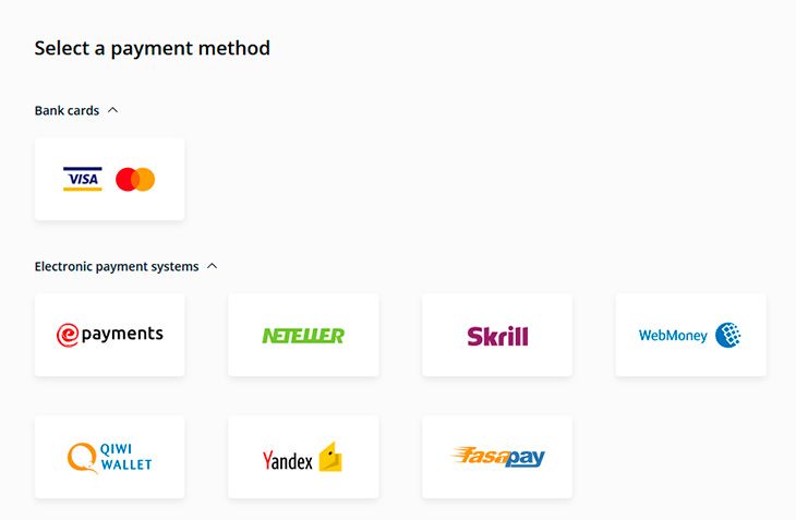 Olymp Trade payment methods