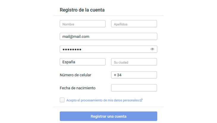 Libertex simple para registrar una cuenta