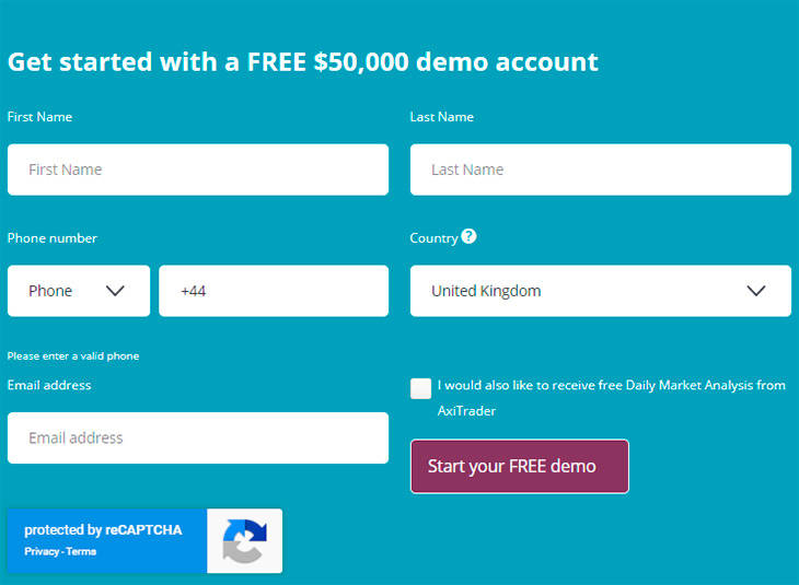 Open a Free Demo Account at AxiTrader